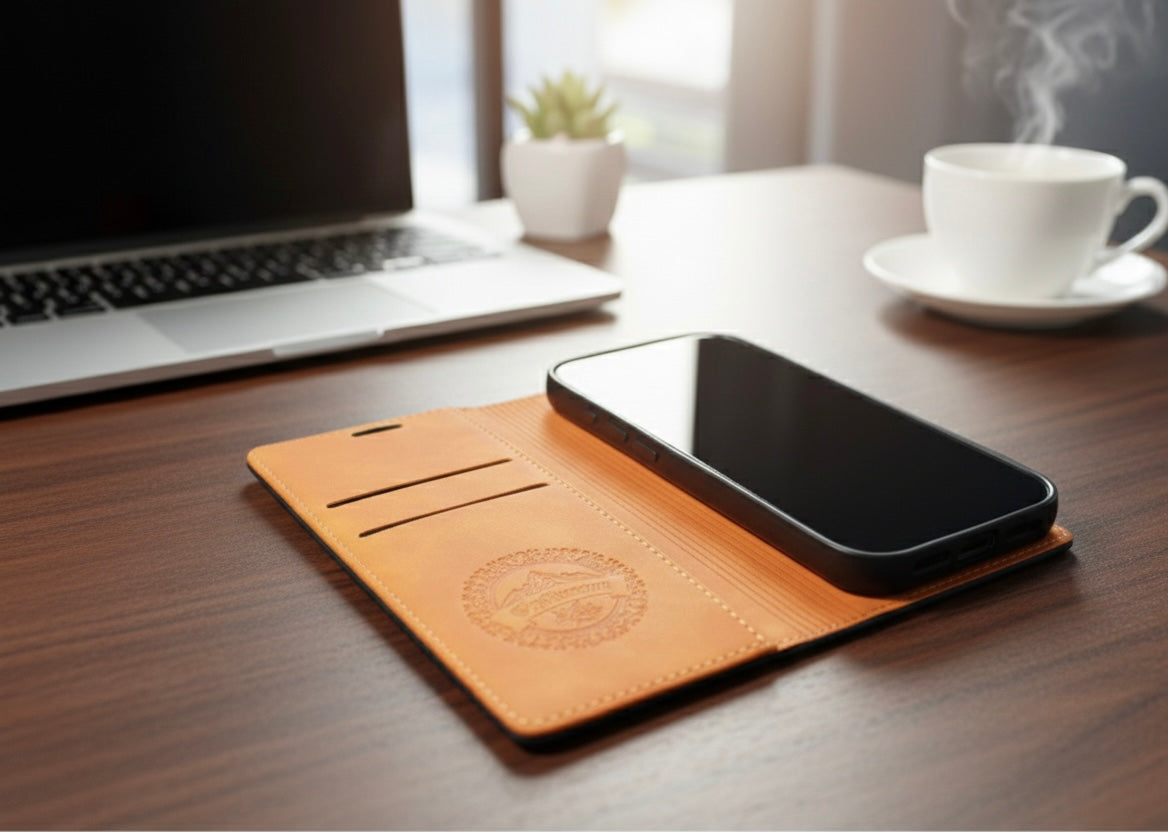Flip Case aus Kunstleder im Bookstyle Blau/Hellblau passend für Iphone 17 Pro