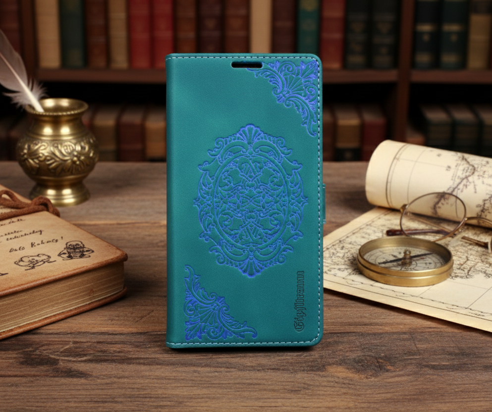 Flip Case aus Kunstleder im Bookstyle Blau/Hellblau passend für Iphone 17 Pro